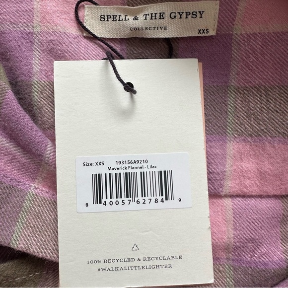 Spell & The Gypsy Top Maverick Flannel Button Down Shirt Lilac XXS NWT New - Picture 8 of 12